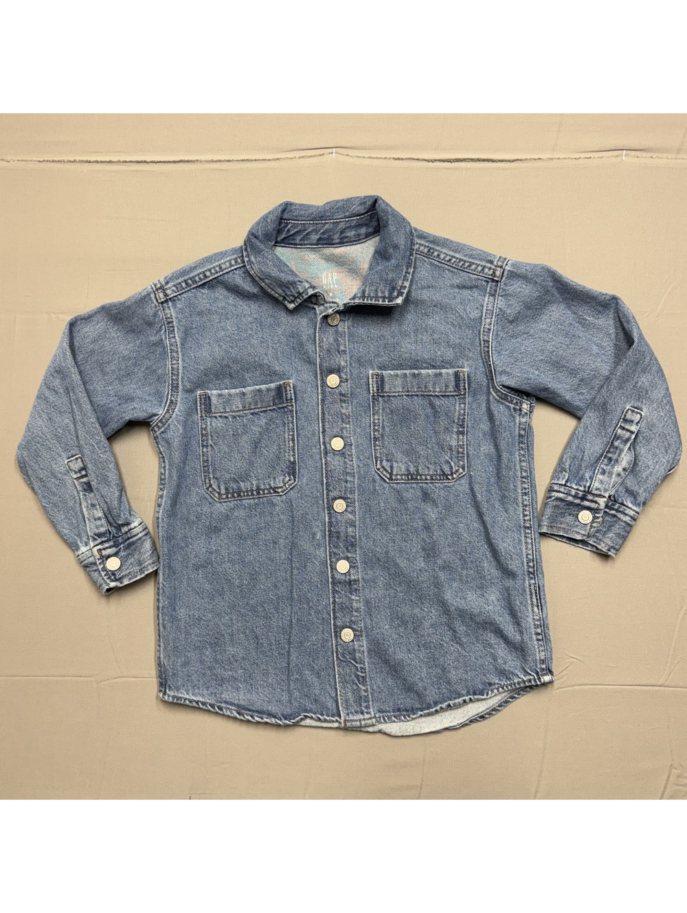 GAP Kids Denim Button Down Shirt 100% Cotton Medium Wash Kids S Shacket